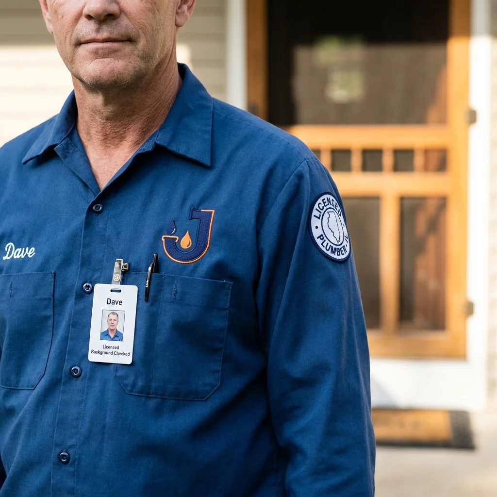 Licensed plumber showing ID badge in Soquel, CA