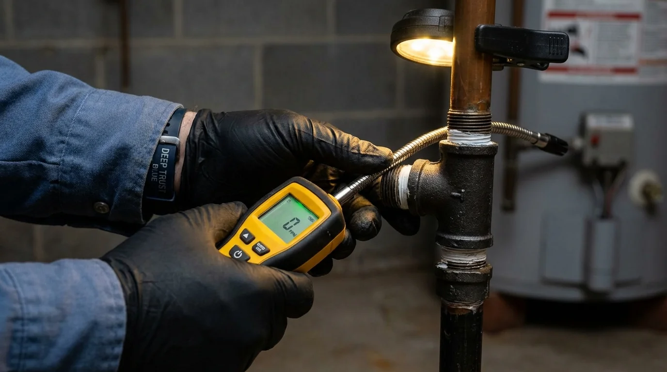 Gas leak detection with electronic sniffer by Johns Plumbing LLC in Soquel