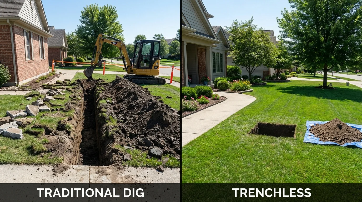 Trenchless sewer repair with minimal yard damage versus traditional excavation in Soquel, CA